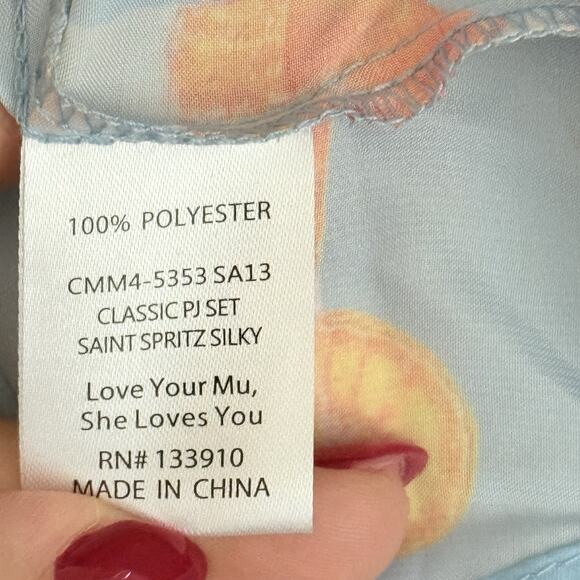 Show Me Your MuMu Satin Pajama Top Women Small Saint Spritz Cocktail Sleep Shirt - Picture 9 of 14